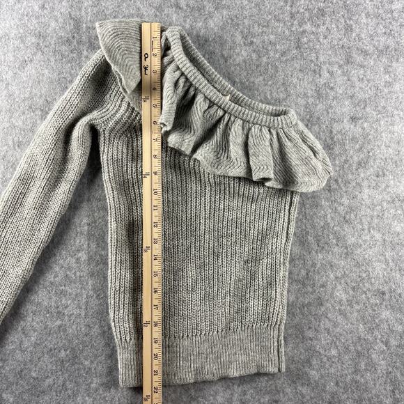 Rebecca Taylor One Shoulder Sweater Womens Gray XS Alpaca Wool Pullover Ruffle - Picture 6 of 12